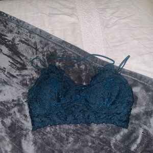 Dark teal lace bralette